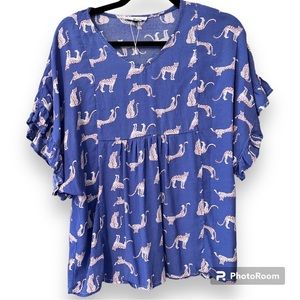 MICHELLE MCDOWELL medium women's run wild top textured look drape sleeve